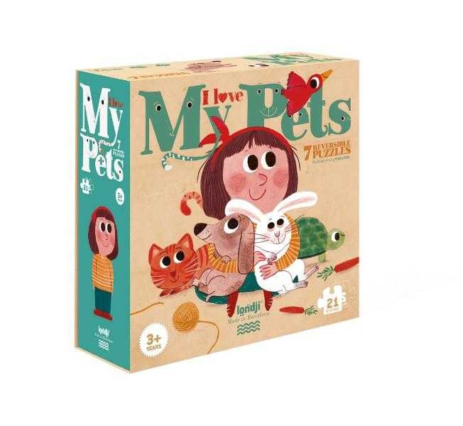 puzzle-reversibil-animale-de-companie-londji4338 Puzzle reversibil Animale de companie, Londji - imagine 1