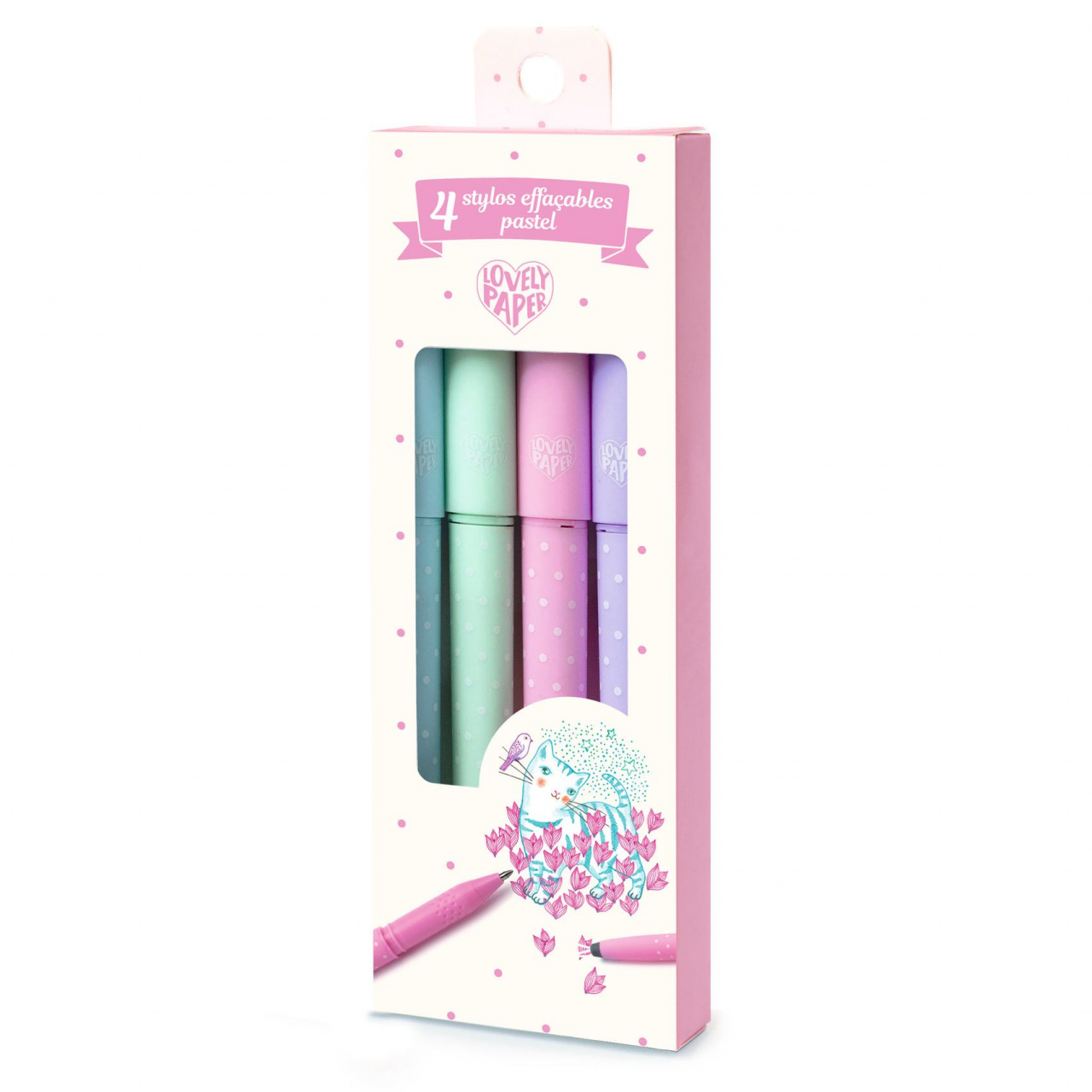 set-4-pixuri-cu-radiera-culori-pastel-djeco12914 Set 4 pixuri cu radiera culori pastel, Djeco - imagine 1