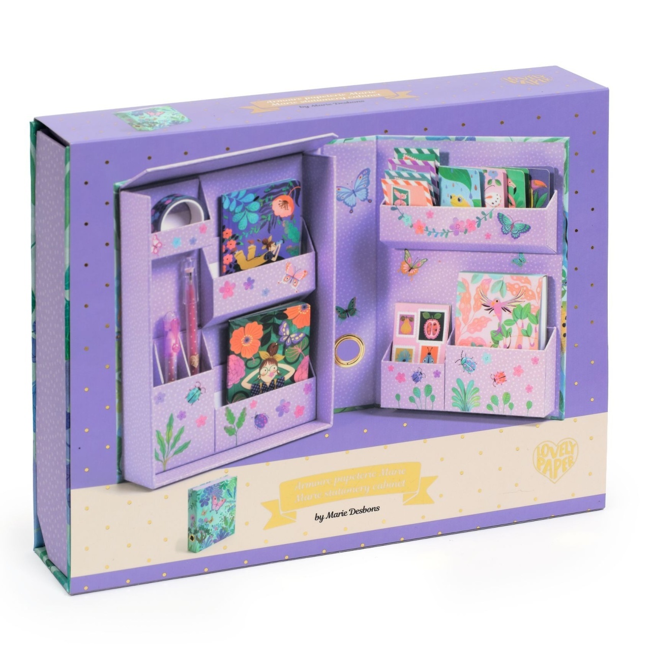 set-de-papetarie-marie-cu-design-tropical-djeco100087423 Set de papetarie Marie cu design tropical, Djeco - imagine 1