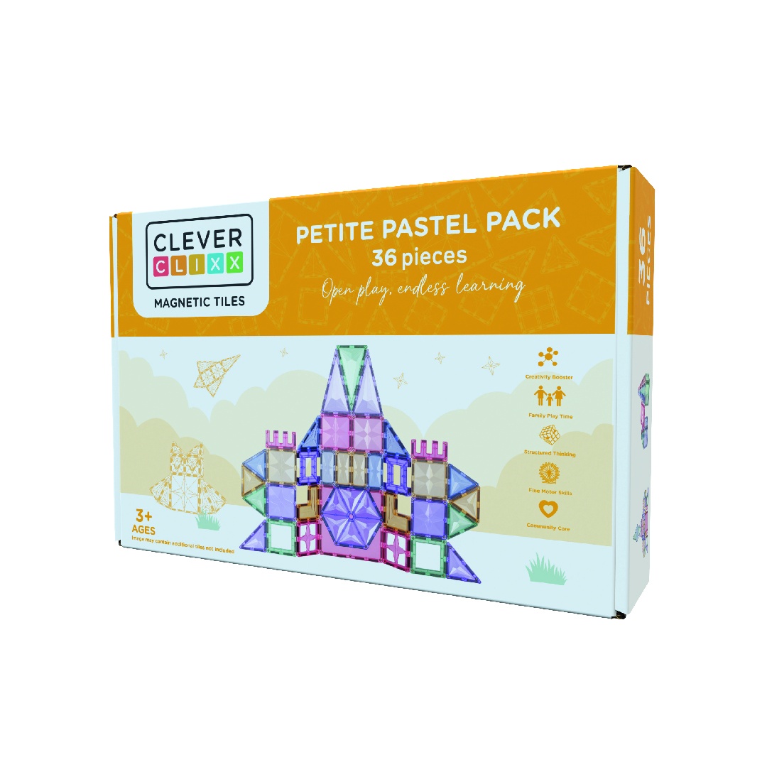 set-magnetic-de-construit-pastel-36-piese-cleverclixx20579 Set magnetic de construit Pastel 36 piese, Cleverclixx - imagine 1