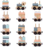 Trenulet cu cuburi din lemn, UMU Toys - imagine 2
