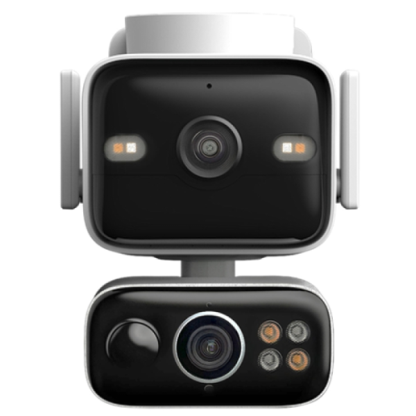 Solar-Powered Dual-Lens Pan/Tilt Cam kit, 1/2.7" CMOS Starlight Sensor, night