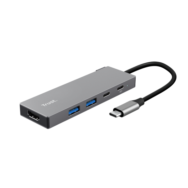 Hub USB Trust Dalyx USB-C, 5 porturi, HDMI, Gri
