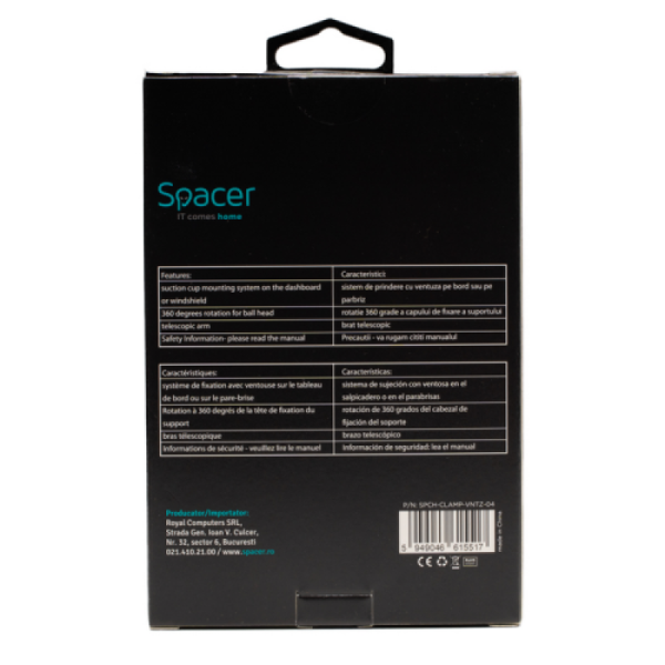 Suport auto SPACER pt. SmartPhone, fixare pe bord sau geam