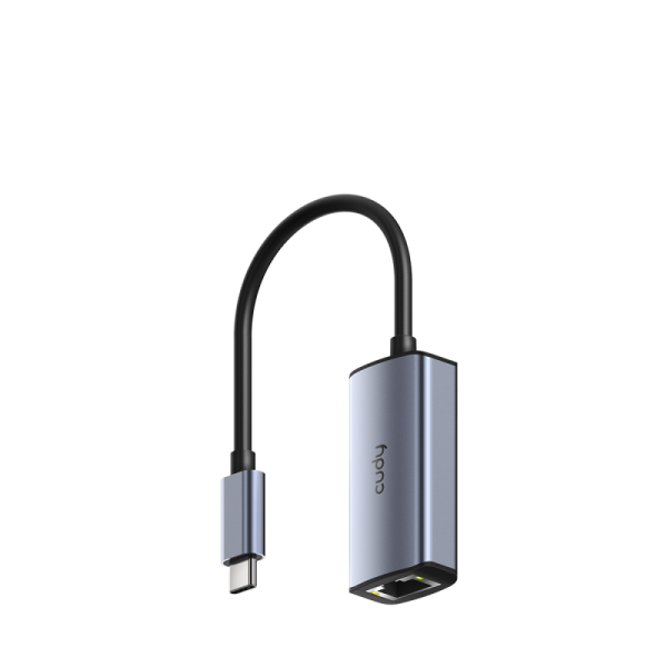 Hub USB CUDY UE25C, USB-C, 1 port, RJ-45, Gri
