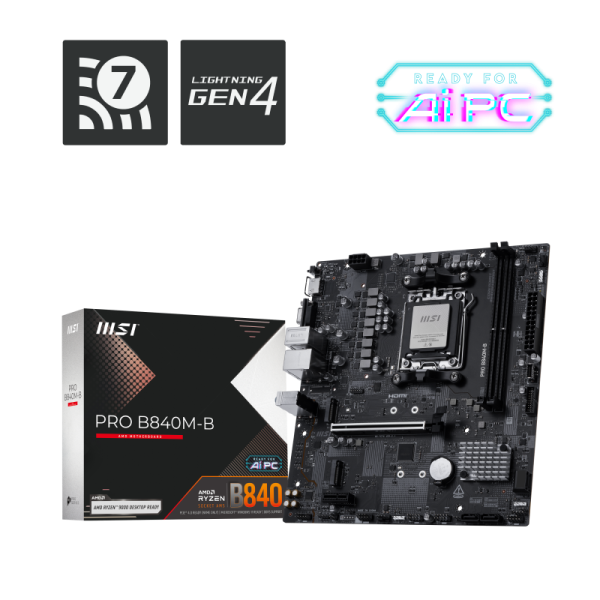 Placa de baza MSI PRO B840M-B, Socket AM5, DDR5, Micro-ATX