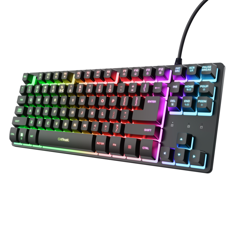 943785229dab91f71a89a3a3dafff808.png Tastatura Gaming Trust GXT 833 Thado TKL, RGB, USB, Negru - imagine 1