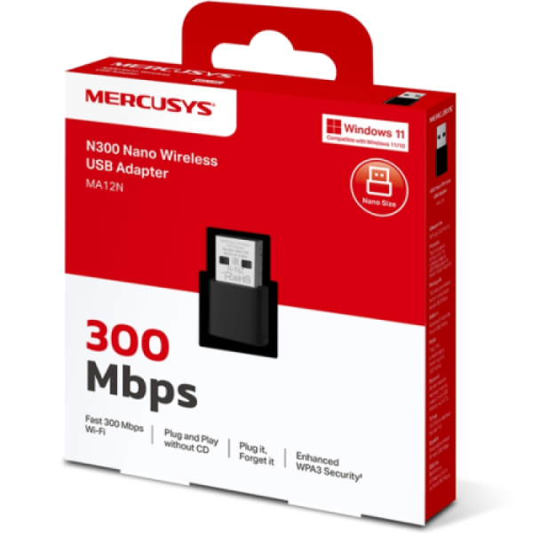 Adaptor Wireless MERCUSYS N300, WIFI 4, Mesh, Single Band