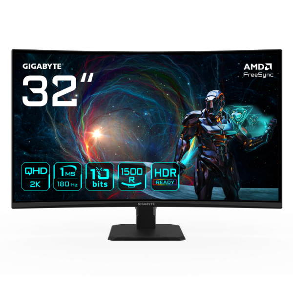 Monitor Consumer GIGABYTE GS32QCA, 31.5", 2560 x 1440 pixeli, Black,