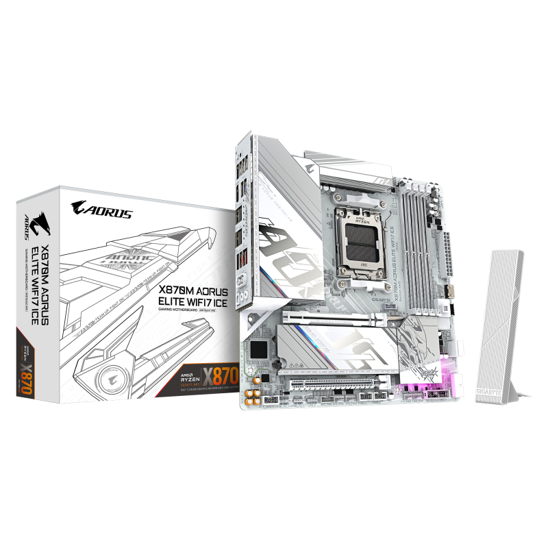 a4326d21ba24ba4cbd98bcc52cfefbf9.png GIGABYTE X870M AORUS ELITE WIFI7 ICE. Processor manufacturer: AMD, Processor - imagine 1