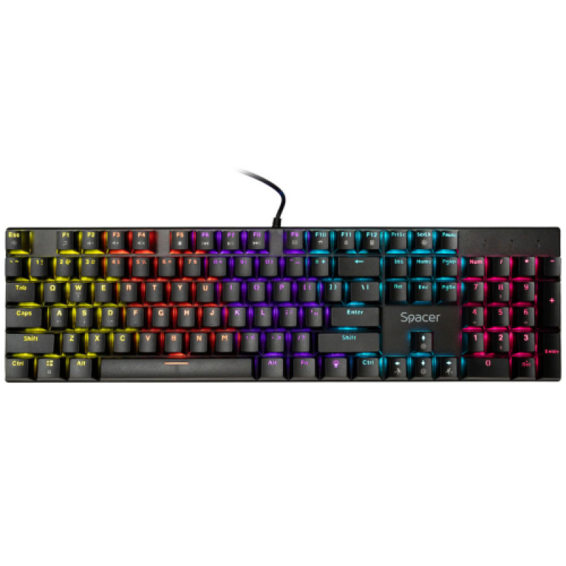 bf010fb4e19514b7bbd19d3407c361ca.png Tastatura Mecanica Gaming SPACER GLADIATOR, RGB, USB, negru - imagine 1