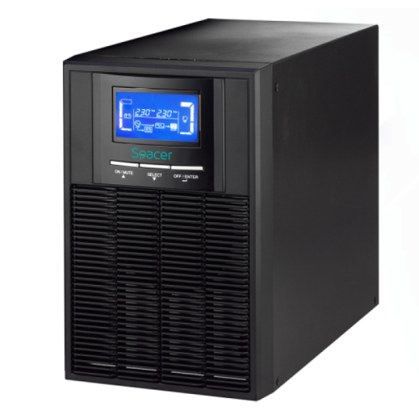 UPS Spacer Online, LCD, 1000VA/ 900W, AVR, sin. pura, 3