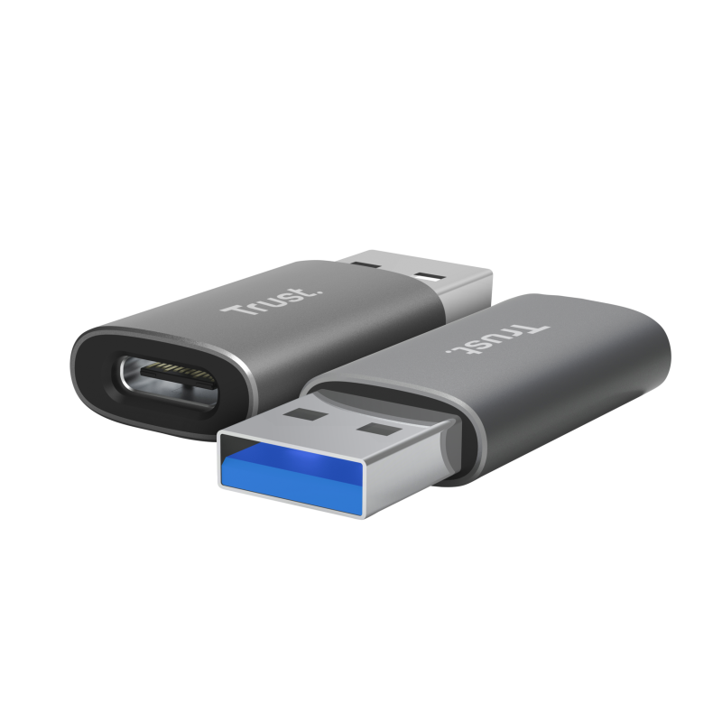 cfee3ac52f5664ef3656cdd422ec5834.png Adaptor Trust Calyx USB-A-USB-C, material ABS, gri - imagine 1