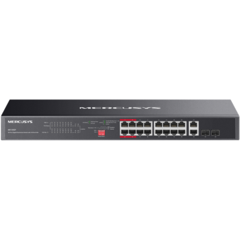 ea19d6723842f9451731a6f67fdeb246.png Switch Mercusys Gigabit Rackmount MS120GP, 16× Gigabit PoE+ RJ45 ports, - imagine 1