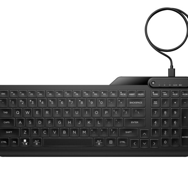Tastatura HP 405 Backlit Wired Keyboard, USB, Negru