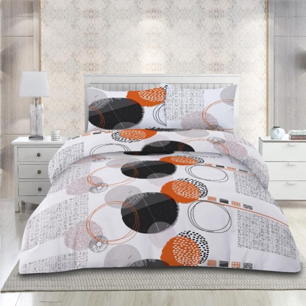 Set de pat din microfibra, 4 piese, King Size, Orange