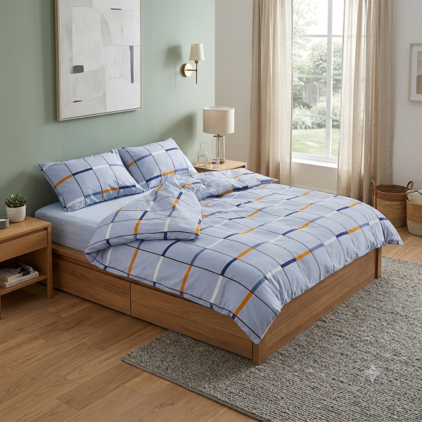 Lenjerie kingsize, bumbac,132 TC, Luna