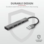 Hub USB Trust Halyx Aluminium, 4 porturi, aluminiu - imagine 4