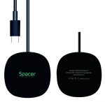 Incarcator wireless Spacer, Quick Charge 15W Qi, conector Type-C, rol - imagine 3