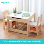 Set masuta si 2 scaune , lemn natur, U-Grow - imagine 10