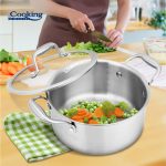 SEMIOALA INOX+CAPAC STICLA 20x10CM, 2.8L, ATOMIC3, COOKING BY HEINNER - imagine 6