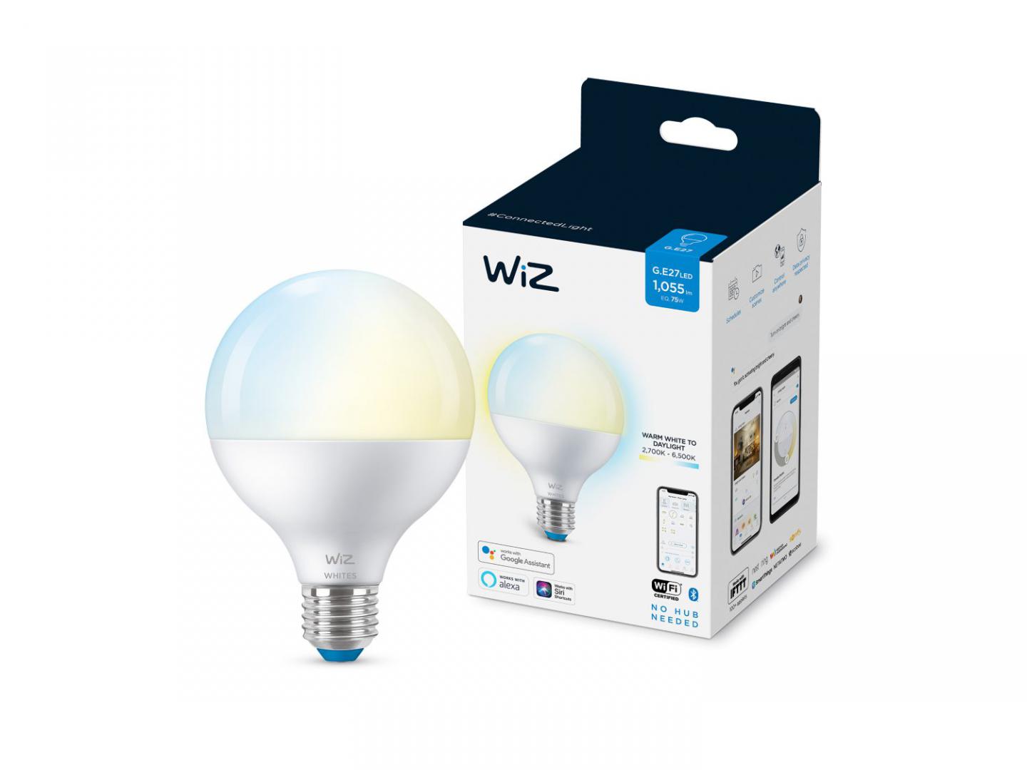 overlay_0f7bca147807315c9430e2f39bd02ca2.jpeg Bec LED inteligent WiZ Connected Whites G95, Wi-Fi, E27, 11W - imagine 1