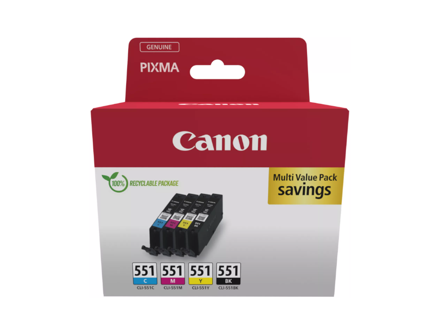 overlay_0fb54e3a1ae34eda77e065251fa98418.png CANON pachet cerneala CLI-551 MULTIPACK, capacitate: black (304 pages, 7ml), - imagine 1