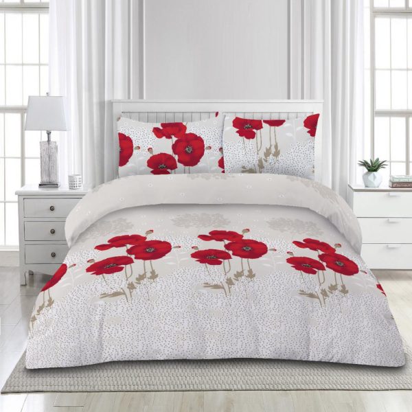 Set de pat din microfibra, 4 piese King Size, Poppy