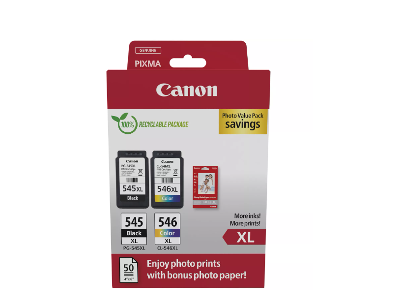 overlay_157224fc2438dc027179e2f7fa312e1c.png Canon pachet cartuse cearneala PG-545XL/CL-546XL Photo value pack, capacitate negru: - imagine 1