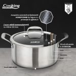 SEMIOALA INOX+CAPAC STICLA IN 3 STRATURI 28x13 CM, 7 L, - imagine 6