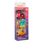 SET 3 VEHICULE ACTIONATE PRIN INERTIE- MASINUTA GALBENA, SCUTER ROSU, - imagine 3