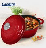SEMIOALA FONTA EMAILATA+CAPAC 28X13 CM, 6L, RED LINE, COOKING BY - imagine 4