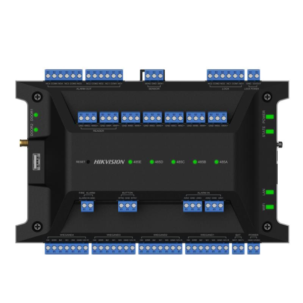 Centrala control acces Hikvision DS-K2702WX-E1(P), 10/100/1000 Mbps, Wi- Fi, interfete: