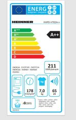 Uscator de rufe cu pompa de caldura Heinner HHPD-V702A++ - imagine 2