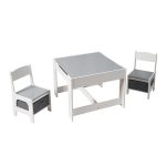 Set masuta si 2 scaune pentru copii , alb MDF,