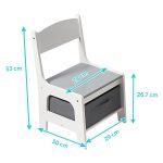 Set masuta si 2 scaune pentru copii , alb MDF, - imagine 2