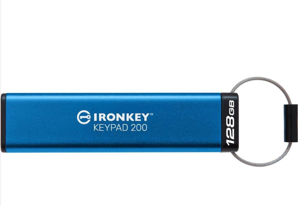 overlay_24fde66feb3b13f886dbba04077e960b.JPG Memorie USB Kingston IronKey Keypad 200 128GB, USB 3.2, Albastru - imagine 1