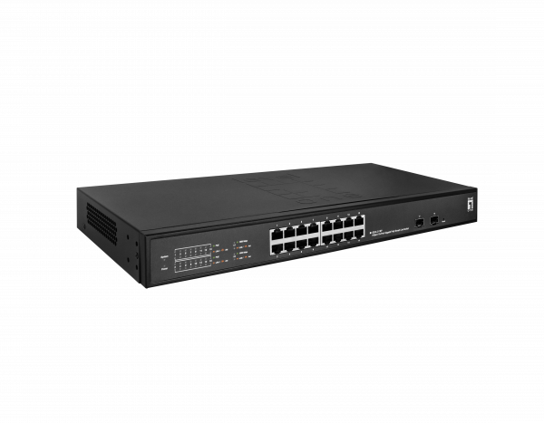 LevelOne GES-2118P Hilbert 18-Port Gigabit PoE Smart Lite Switch, 16 PoE