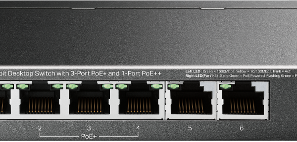 "6-Port Gigabit Desktop Switch with 3-Port PoE+ and 1-Port PoE++