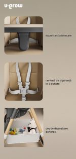 Scaun de masa cu inaltime reglabila, spatar ajustabil in 4 - imagine 6