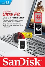 Memorie USB SanDisk Ultra Fit 32 GB, USB 3.1, Negru - imagine 2