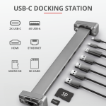 Hub USB Trust Dalyx, USB-C, 10 porturi, HDMI, RJ-45, Argintiu - imagine 6