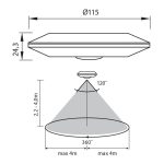 Senzor de miscare aplicat IR Vivalux BRAVO, 230V, IP20, Ø115x24.3mm, - imagine 2
