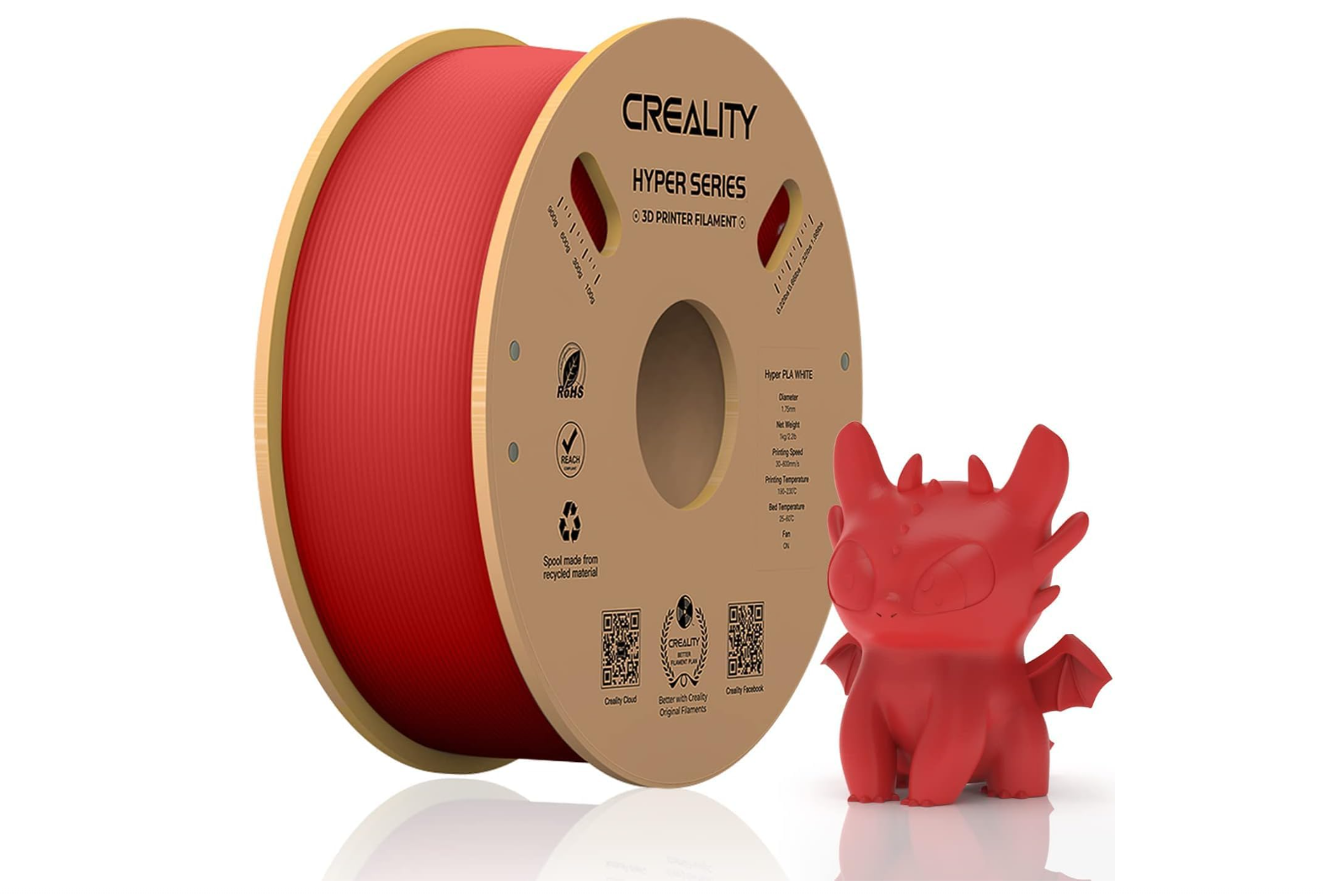 overlay_36c85dde126b134d59663583391033d4.png CREALITY HYPER PLA 3D Printer Filament, Red, Temperatura printare: 200-220 - imagine 1