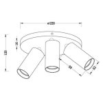 Spot Triplu Vivalux ROUND WHITE LUX, 3xGU10, max. 3x35W, IP20,220x120mm - imagine 2