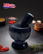 MOJAR CU PISTIL DIN MARMURA, DIA 9.5 CM, NEGRU, VANORA - imagine 2