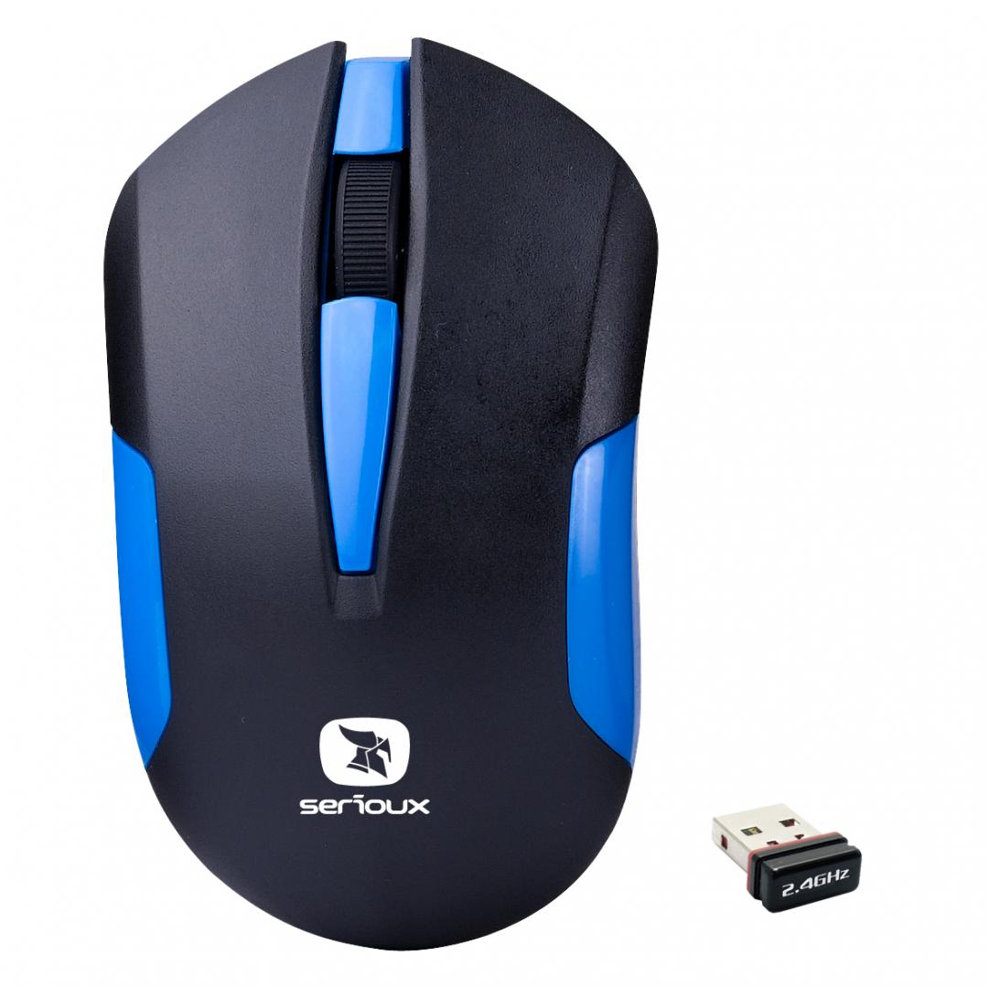 overlay_3d28b3f65b6bb99cab6e8021be9eb147.jpg Mouse Serioux wireless, Drago 300, 1000dpi, albastru, baterie AAinclusa, receptor - imagine 1