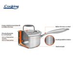 CASEROLA INOX+CAPAC STICLA 16x8.5CM,1.6L, ATOMIC3, COOKING BY HEINNER - imagine 6