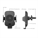 Incarcator wireless cu suport auto si senzor IR WCCM2, negru - imagine 3