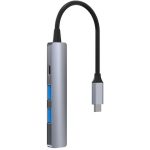 Hub USB TELLUR TLL321051, USB-C, 4 porturi, Gri - imagine 2